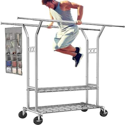 Heavy Duty Clothes Rack Rolling Clothing Rack - 40"D x 22"W x 4"H