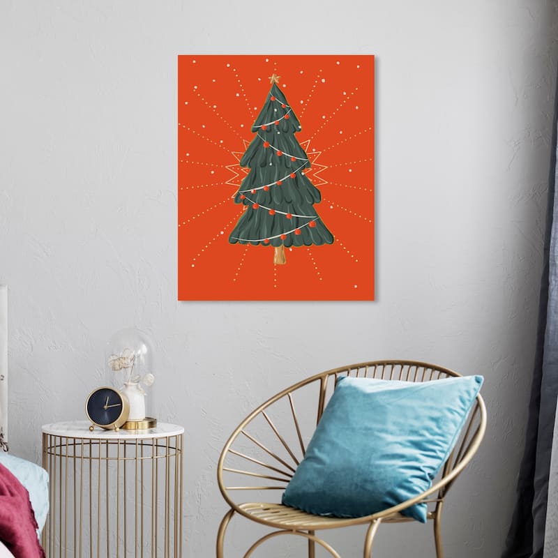 Wynwood Studio Canvas Holiday and Seasonal A Christmas Greeting Card Red Modern & Contemporary Wall Art Canvas Print - 20 x 24