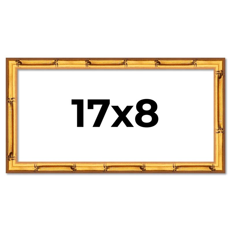 17x8 Frame Gold Bamboo Picture Frame Modern Photo Frame Includes UV Acrylic Shatter Guard Front Acid Free Foam Backing Board
