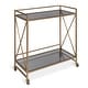 preview thumbnail 7 of 13, Kate and Laurel Blex 2-Shelf Glass and Metal Rolling Bar Cart Metal - Gold/Black