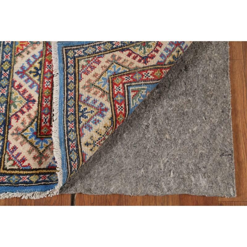 Geometric Blue Kazak Oriental Accent Rug Hand-Knotted Wool Carpet - 2'1"x 2'10"
