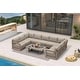 preview thumbnail 19 of 85, PURPLE LEAF Caesar Khaki Outdoor Couch with 9.6" Thick Cushion and Table for Yard Porch Deck Outdoor Patio Conversation Sets 9 Seats+1 Table - U-shaped