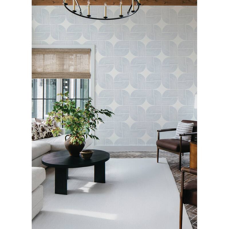 A-Street Prints Savoye Dark Blue Spiral Arches Wallpaper