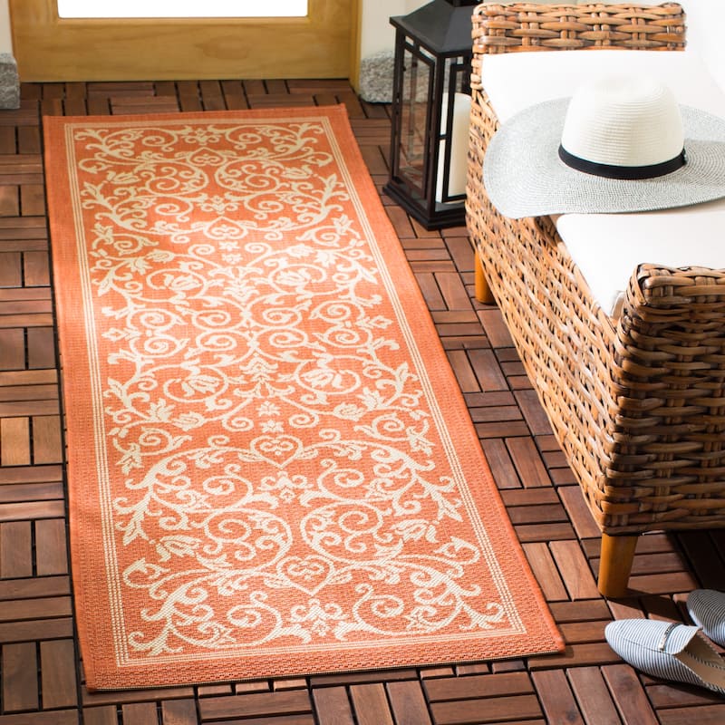 SAFAVIEH Courtyard Clarine Indoor/ Outdoor Waterproof Patio Backyard Rug - 2'3" x 6'7" Runner - Terracotta/Natural