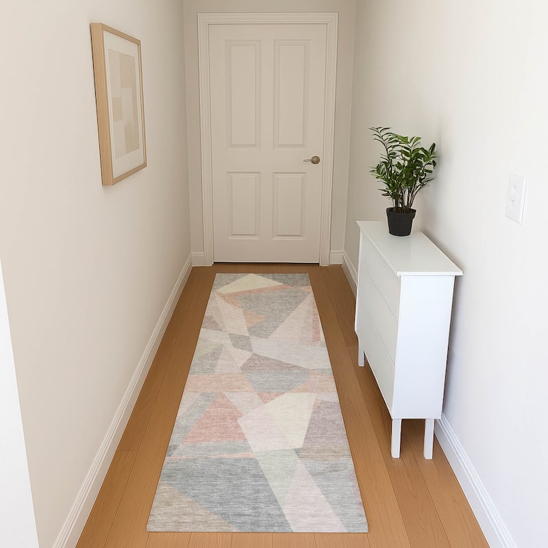 Premium Washable Super Soft Abstract Geo Mayfield Rug - Blush - 2'3" x 7'6"