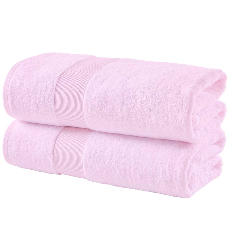 Fabstyles Luxury Large Bath Sheet 35 by 70 Inches Set of 2 - Set of 2 - Blush
