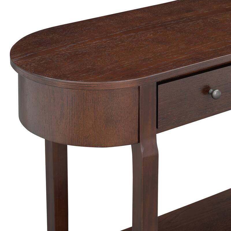 Elegant Retro Console Table with Curved Design and Smooth Glaze for Entryways, Living Rooms and hallways