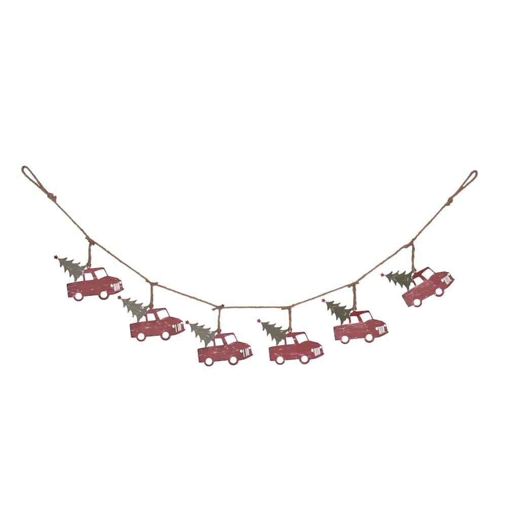 Multicolor Rustic Truck Metal Christmas Banner Decorative Wall Garland