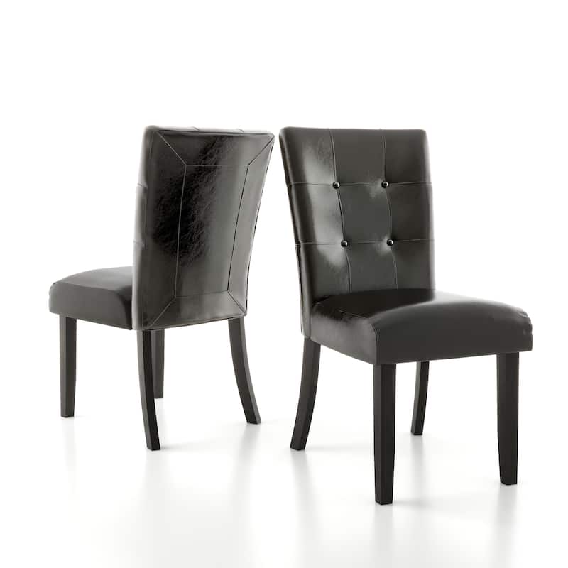 Lerc Contemporary Espresso Faux Leather Tufted Side Chair by Furniture of America (Set of 2) - Espresso