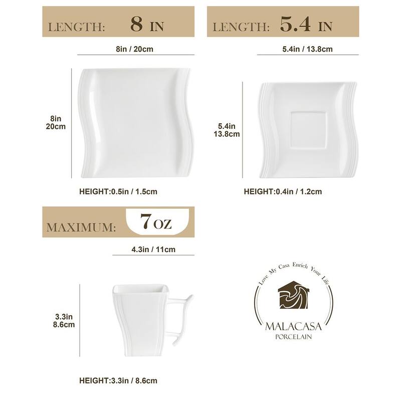 MALACASA Flora 36-Piece Porcelain Dessert Set (Service for 12)