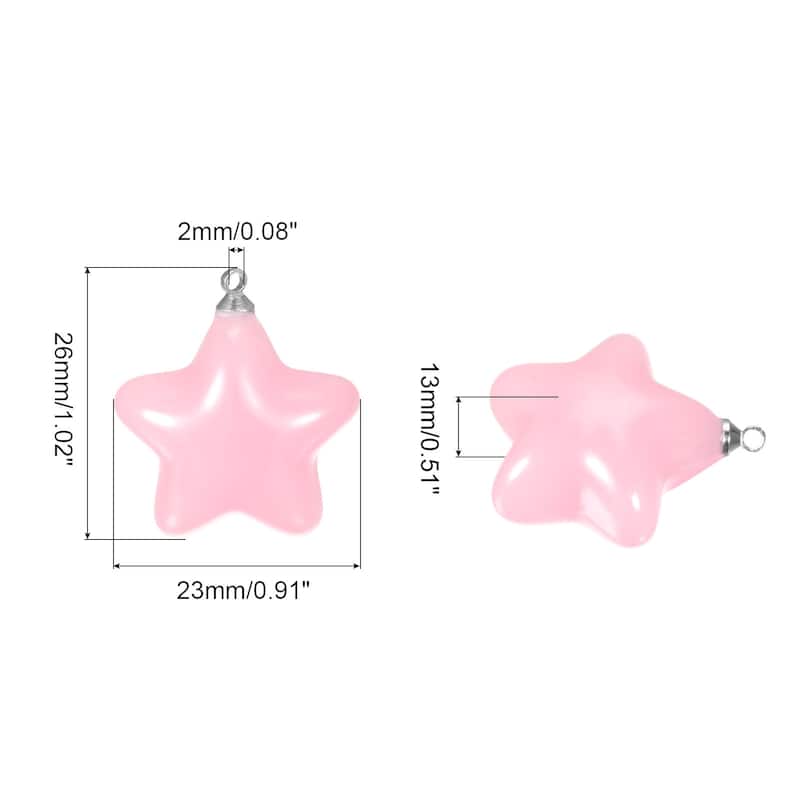Acrylic Beads 5Pcs Star Shape Decoration Hanging Pendants for Craft - Pink