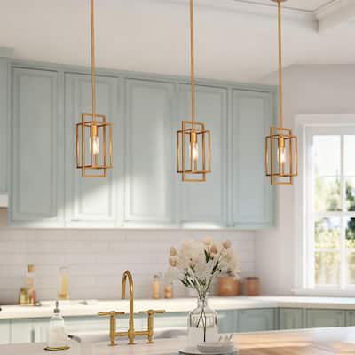 Dilley Modern Antique Gold Mini 1-Light Pendant Lights for Kitchen Island - L5.5'' x W4.72 '' x H11.8''