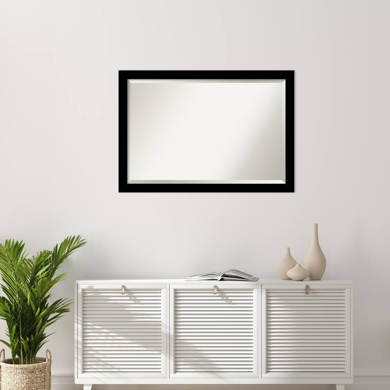 Basic Narrow Beveled Wood Framed Wall Mirror