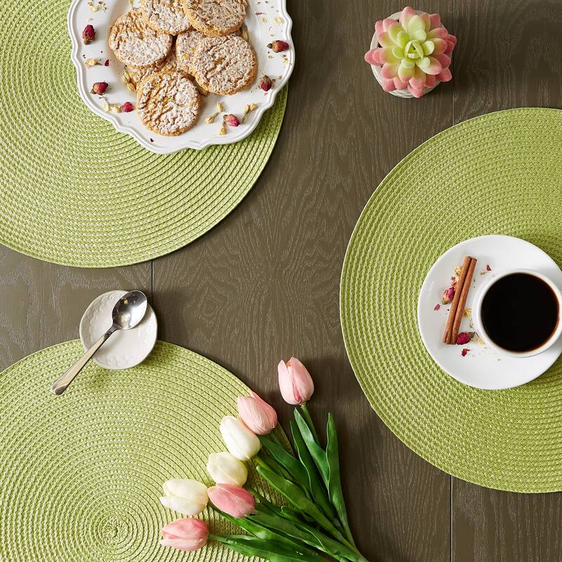 DII White Round PP Woven Placemat Set of 6