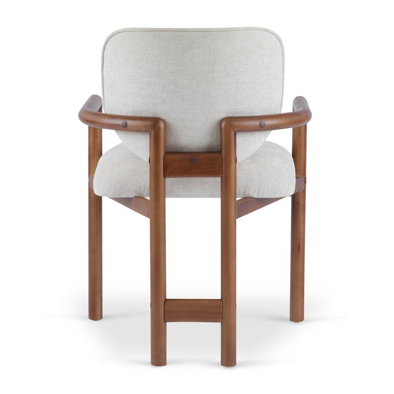 Dining Chairs Set of 2 Upholstered Arm Chairs, Modern Fabric Accent Chairs with Rubber Wood Legs