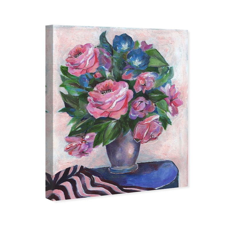 Wynwood Studio Canvas Floral and Botanical Romance is in the air Pink and Traditional Wall Art Canvas Print - Pink, Blue