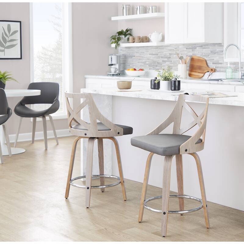 The Gray Barn Charlotte 24" Fixed-Height Counter Stool with Bent Wood Legs (Set of 2)