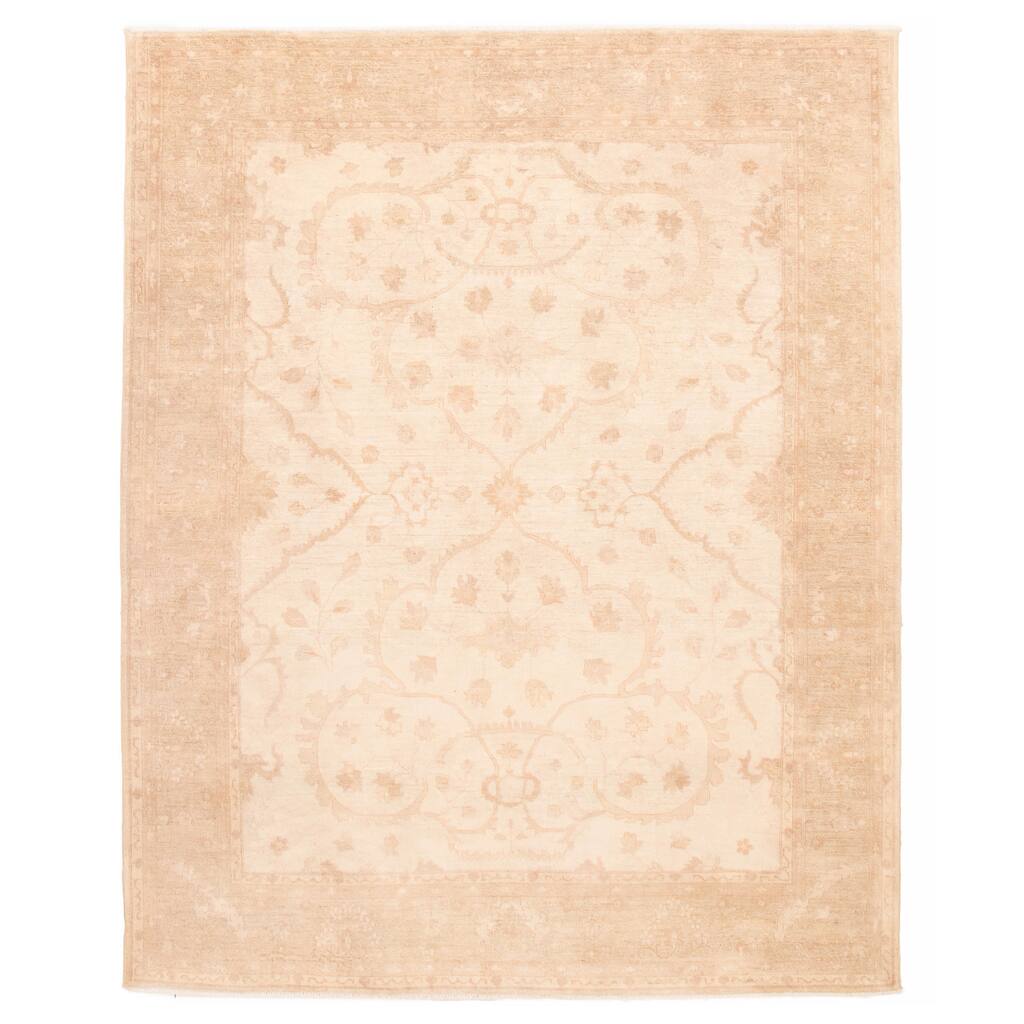 ECARPETGALLERY Hand-knotted Chobi Finest Ivory Wool Rug - 7'10 x 10'1
