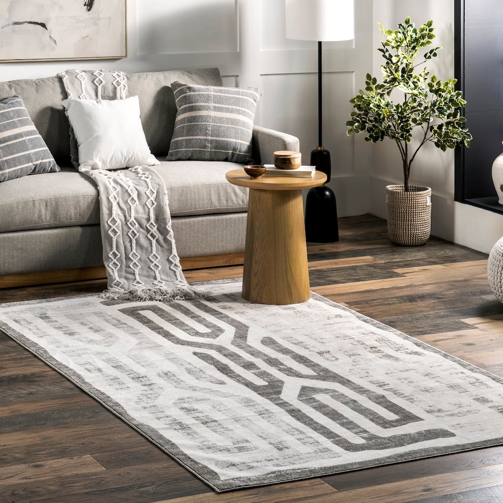 Nuloom Erikka SpinClean Geometric Stripes Machine Washable Area Rug