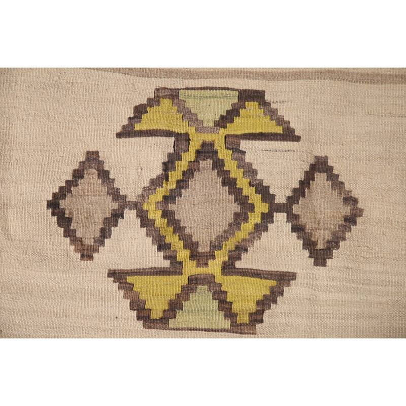 Kilim Shiraz Persian Vintage Area Rug Hand-Woven Wool Carpet - 3'10" x 4'6"