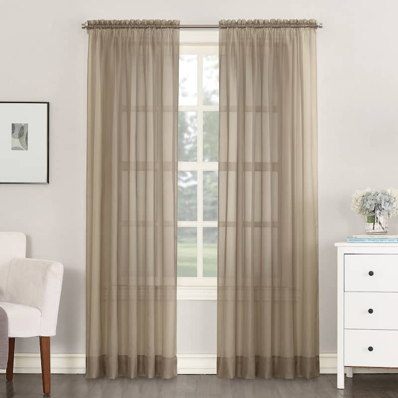 No. 918 Emily Voile Sheer Rod Pocket 1-Piece Curtain Panel, Single Panel - 59x63 - Taupe