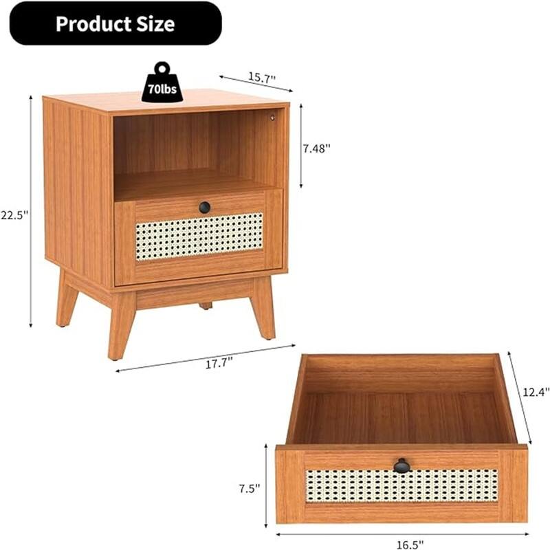 End Table with Drawers and Open Shelf,
