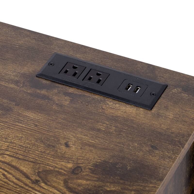 2-in-1 Rustic Dog Crate Side Cabinet Hutch, Dog Kennel Furniture with Storage, Drawers & Cupboard for Small Dogs up to 40 lbs