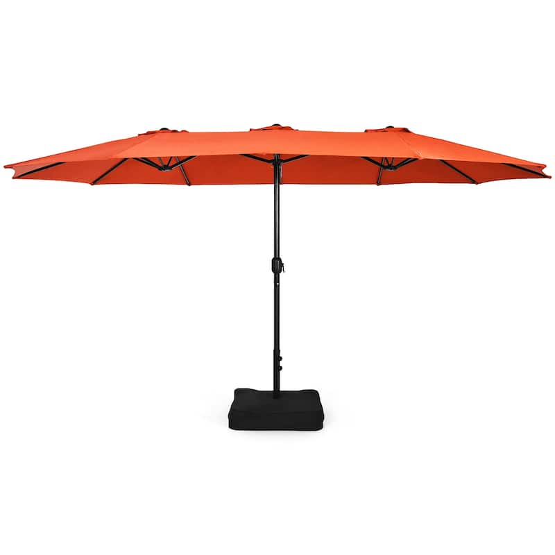 Costway 15FT Double-Sided Twin Patio Umbrella Outdoor Market W/ Crank