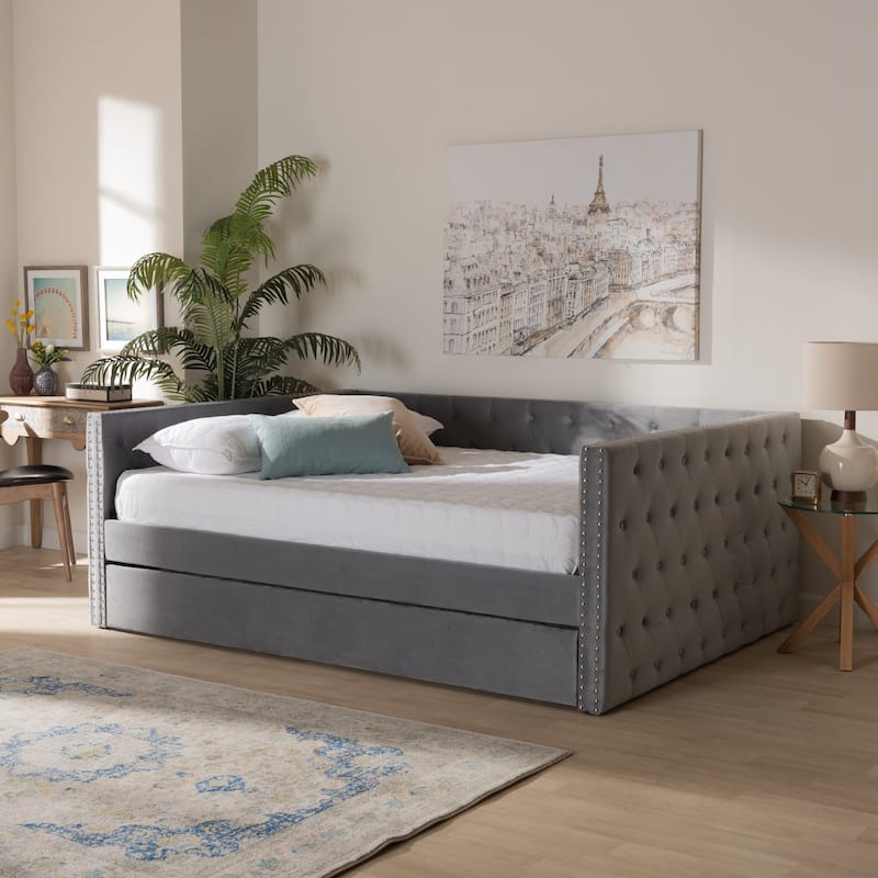 Larkin Modern Velvet Fabric Upholstered Daybed with Trundle