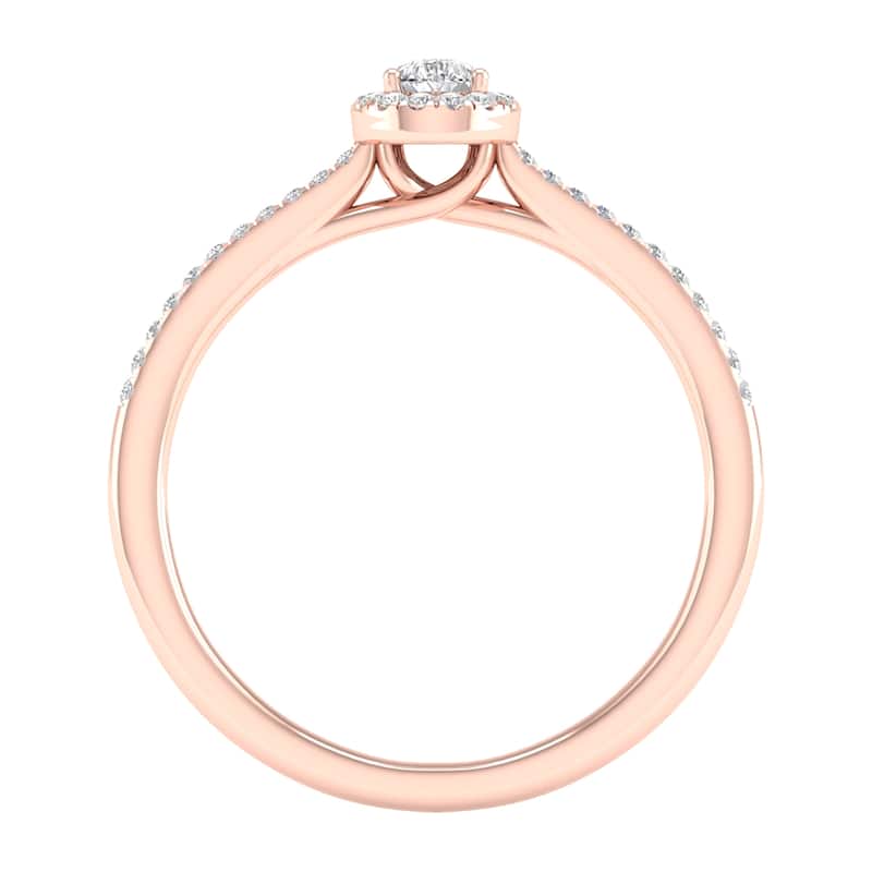 1/3ct TDW Pear Diamond Halo Engagement Ring in 10k Gold for Women