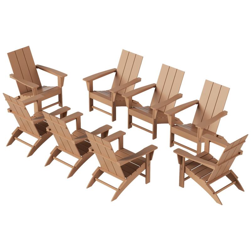 Shoreside Modern Poly Folding Eco-Friendly All Weather Adirondack Chair (Set of 8)