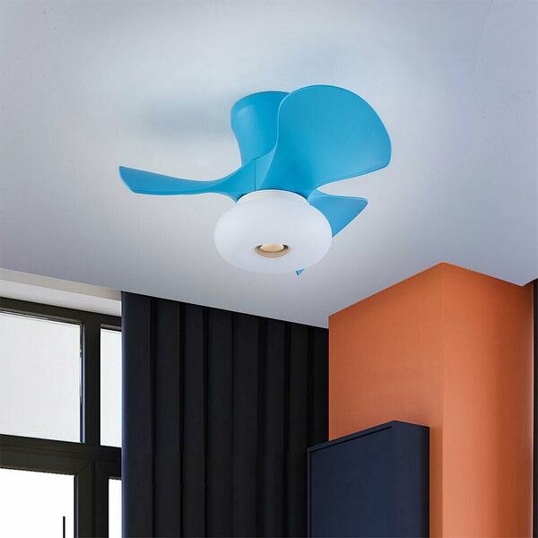 slide 2 of 15, Blue Reversible Flush Mount Ceiling Fan Light with Remote