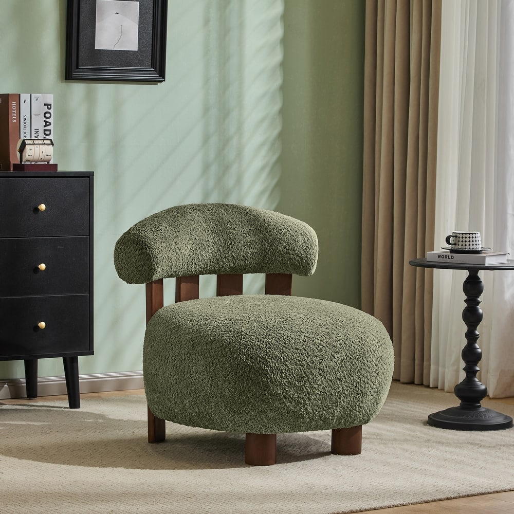 Christopher Knight Home - Modern Boucle Fabric Accent Chair, Soft Upholstery and Solid Wood Frame