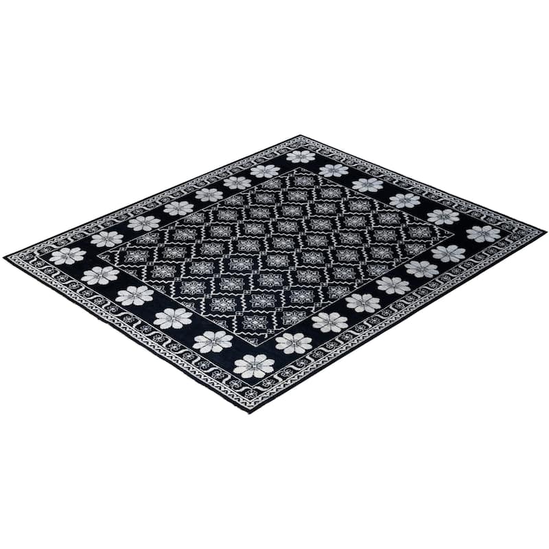 Modern One-of-a-Kind Handmade Area Rug - Black, 8' 3" x 9' 10" - 8' 3" x 9' 10"