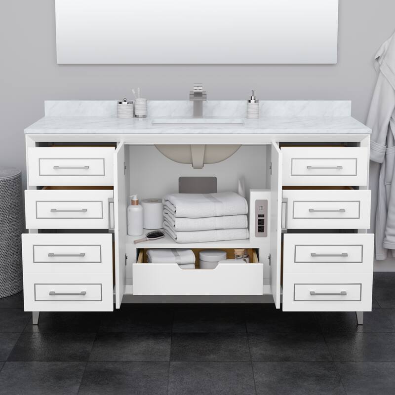 Marlena 60-Inch Single Vanity Set, Carrara Marble Top