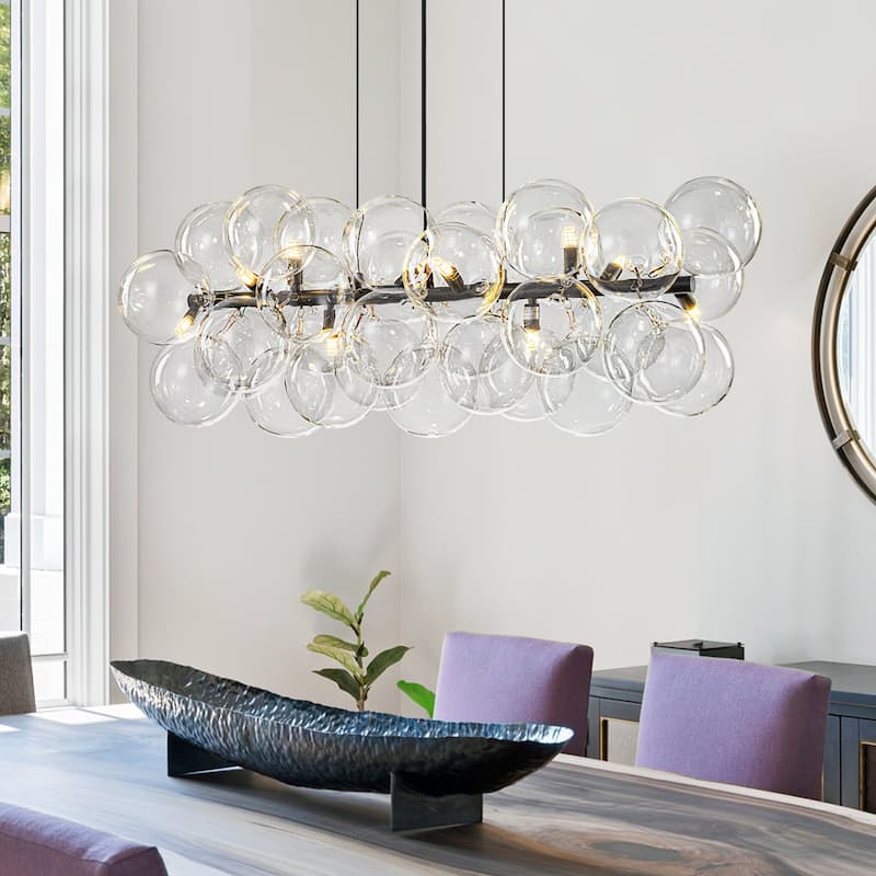 Modern 42" Large Glass Sputnik Bubble Chandelier Cluster Smoked Linear Chandelier - W42.10''
