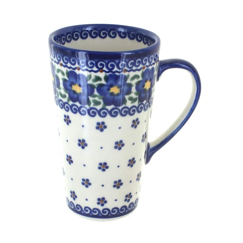 Blue Rose Polish Pottery 468 Vena Large Coffee Mug - Spring Blossom