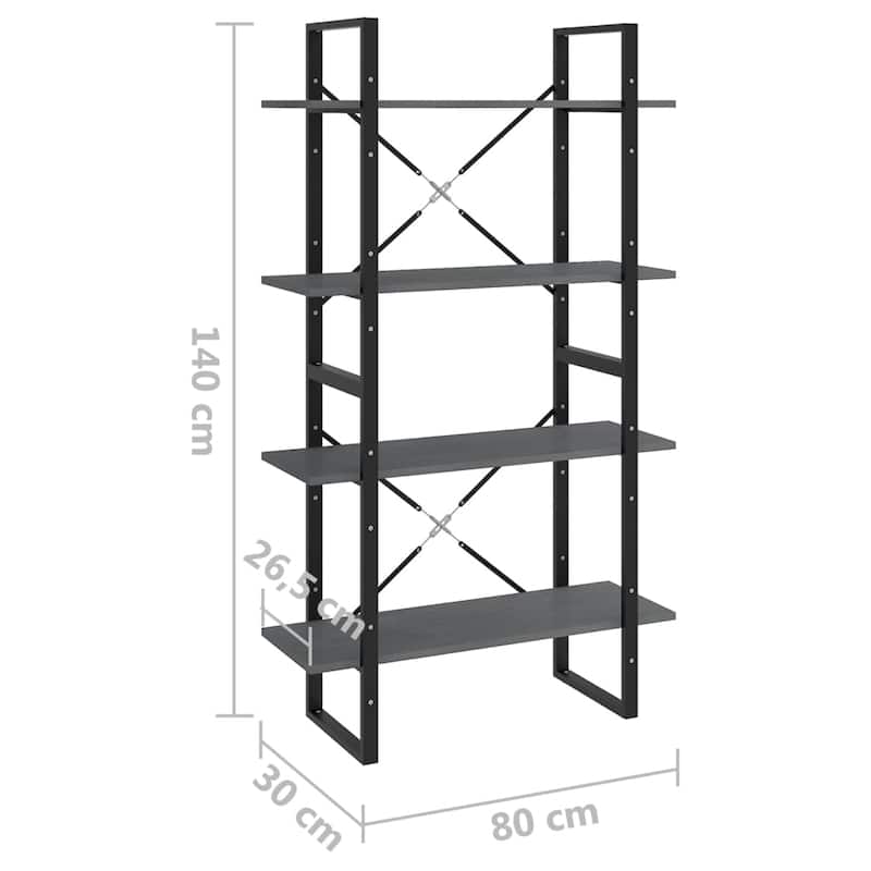 vidaXL 4-Tier Book Cabinet Black 31.5"x11.8"x55.1" Solid Pine Wood