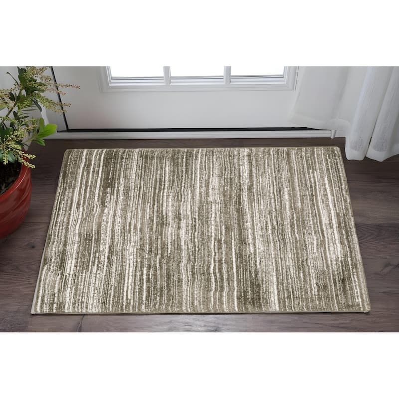 HomeRootsStriped Industrial Runner Area Rug - 36.22' X '23.62' X '0.98 - Brown/Ivory