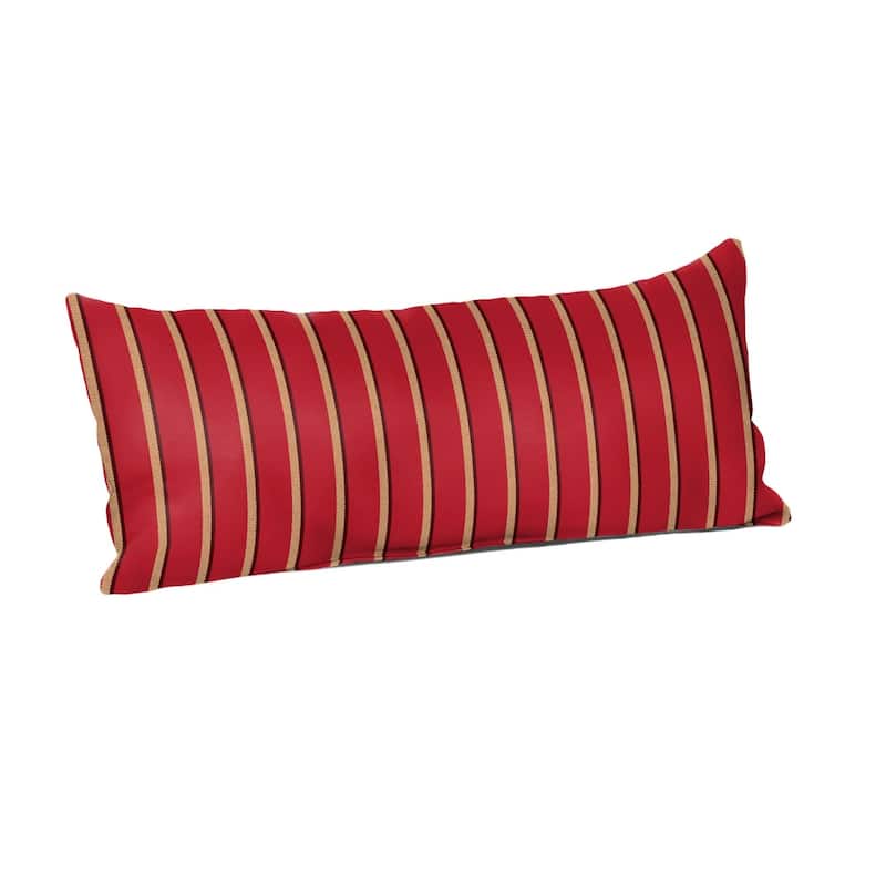 Sunbrella Stripe Fabric 1-Piece Indoor/Outdoor Lumbar Pillow, 22"W x 9"L, Maxim Classic - 22"W x 9"L - Harwood Crimson