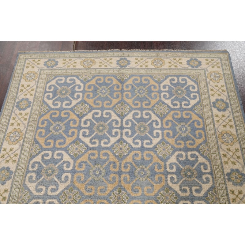 Vegetable Dye Khotan Oriental Wool Area Rug Hand-knotted Foyer Carpet - 4'5" x 6'11"