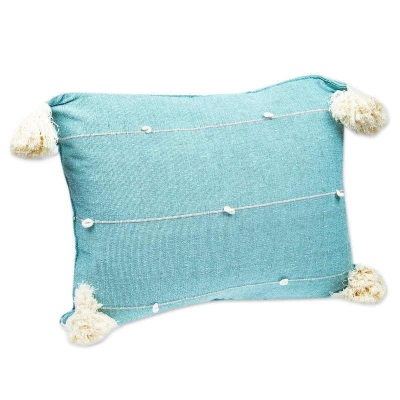 Novica Handmade Aqua Spirit Cotton Cushion Cover