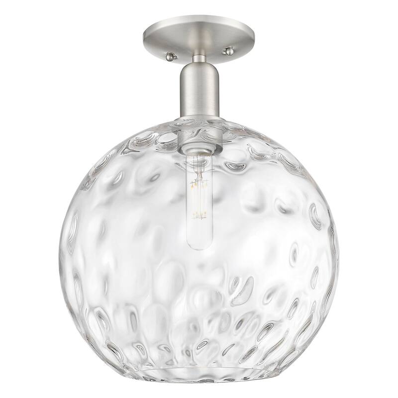 Innovations Lighting 716-1C-15-12 Athens Water Glass Semi-Flush Athens - Brushed Satin Nickel / Clear Water Glass