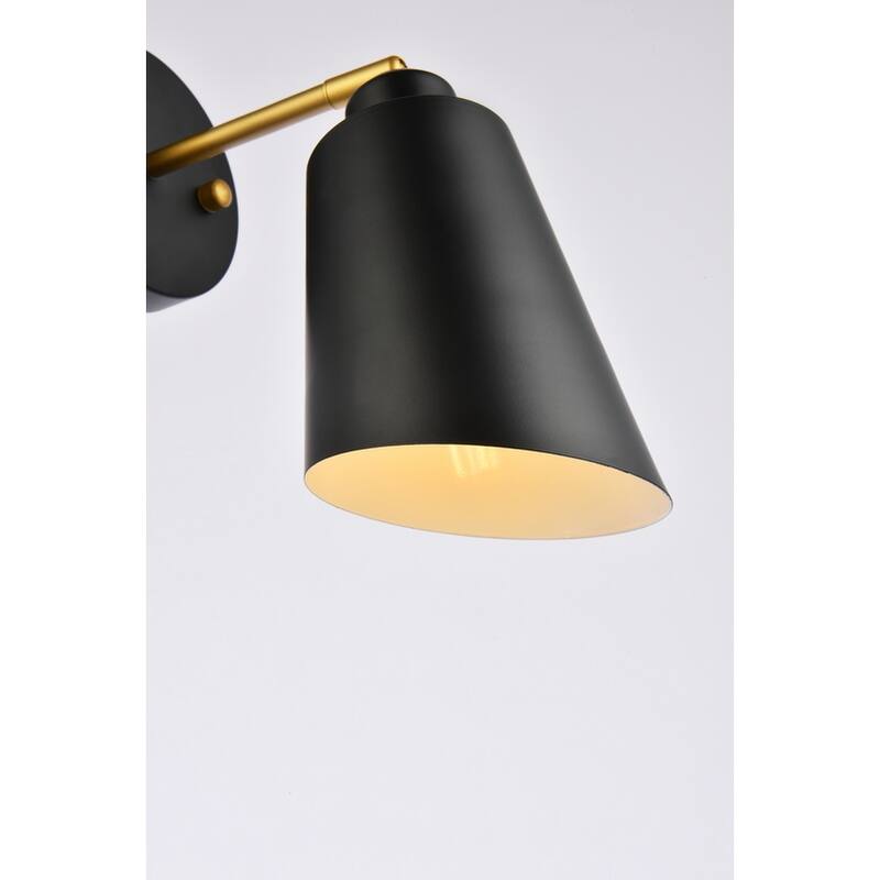 Hector 5 Inch Black and Brass Wall Sconce