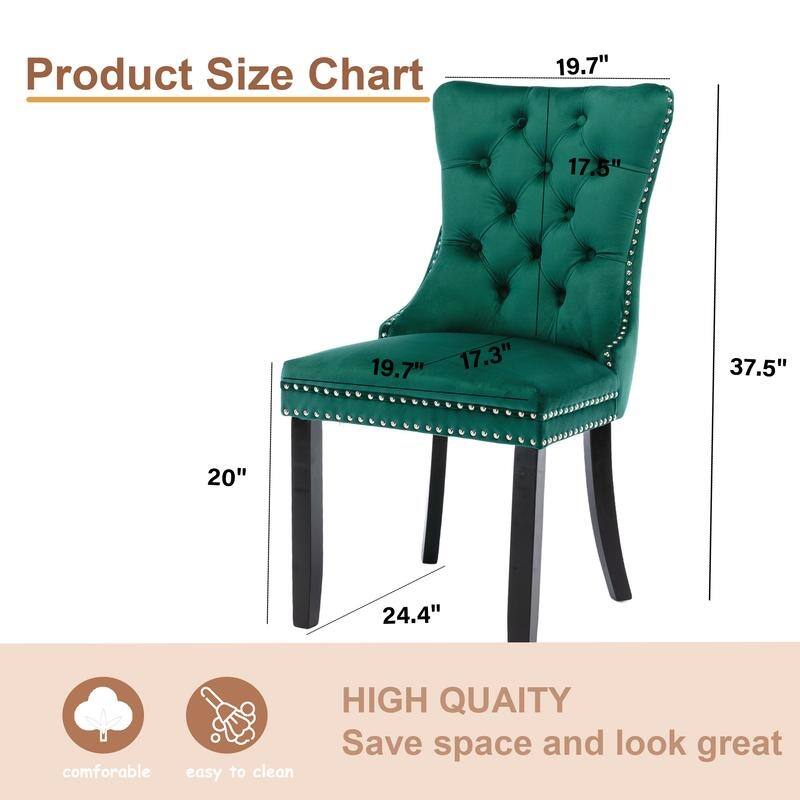 Modern Tufted Velvet Upholstered Nailhead Dining Chair Set of 6