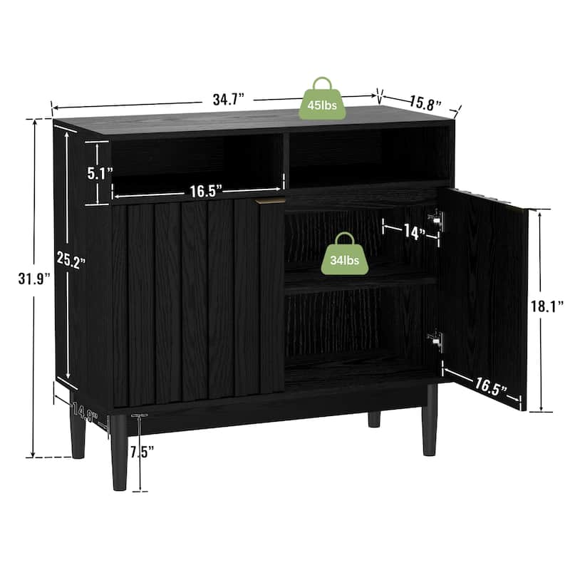 34 in. Buffet with Adjustable Shelves