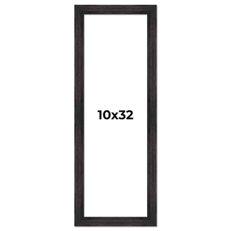 10x32 Black Rustic Wide Barnwood Picture Frame - UV Acrylic, Foam Board Backing, Hanging Hardware - Holds 10x32 Photo