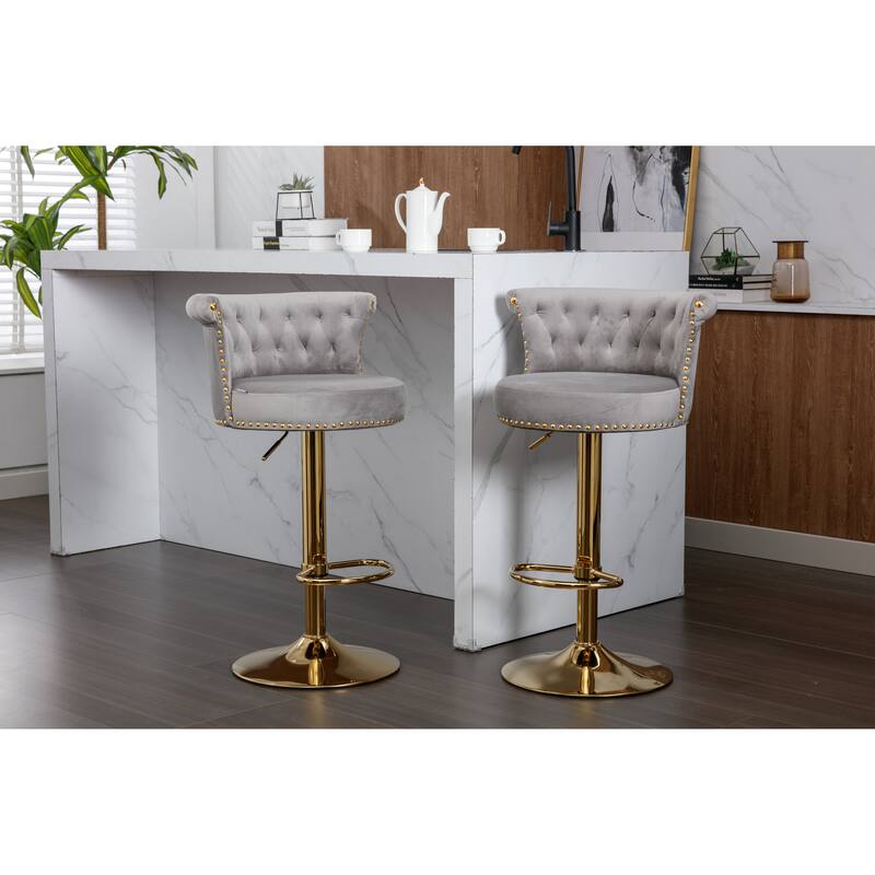 HOMEFUN Swivel Bar Stools Set of 2 Adjustable Counter Height Chairs with Footrest for Kitchen, Dining Room 2PC/SET