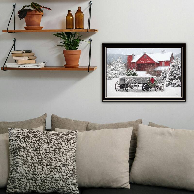Framed Wall Art - Tree Farm Wagon, Black Frame