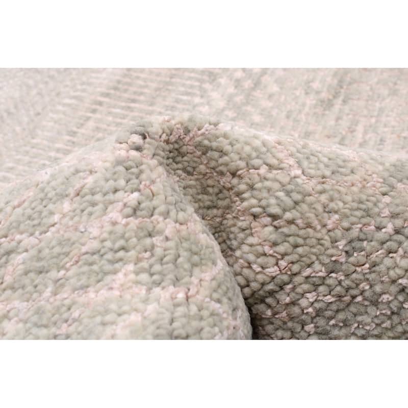 ECARPETGALLERY Hand-knotted Silk Shadow Khaki Wool Rug - 9'9 x 13'9